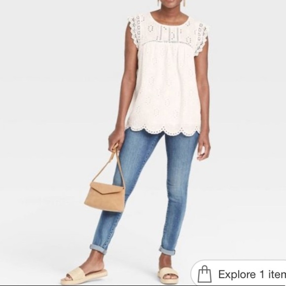 (M)- Knox Rose Women's Eyelet Tank Top - Picture 7 of 10